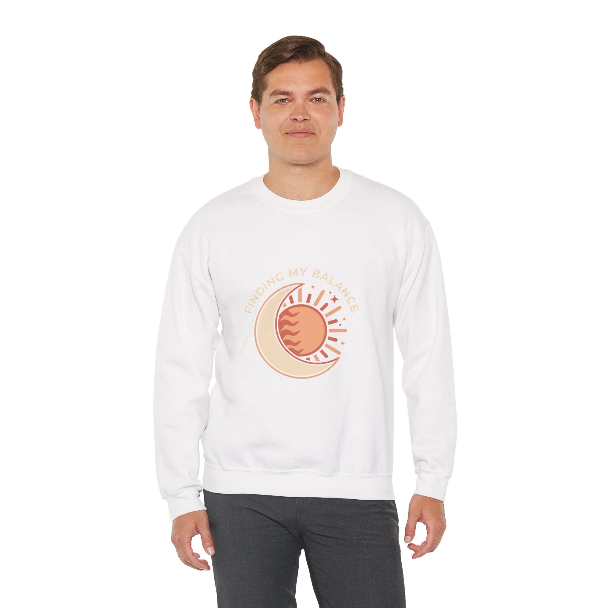 Sun & Moon Minimalist Crewneck Sweatshirt — "Finding my Balance"