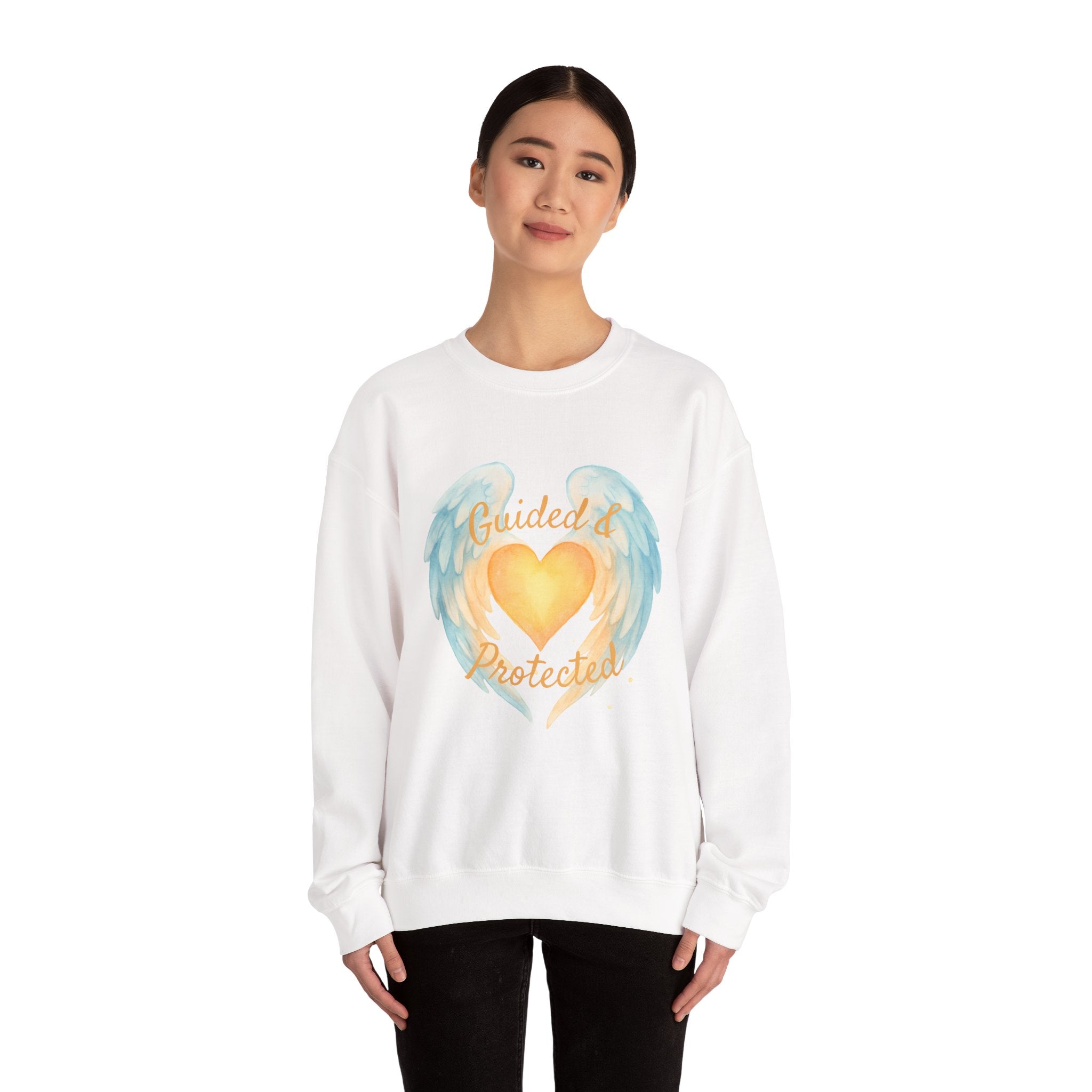Angel Wing Heart Sweatshirt – "Guided & Protected" Spiritual Crewneck