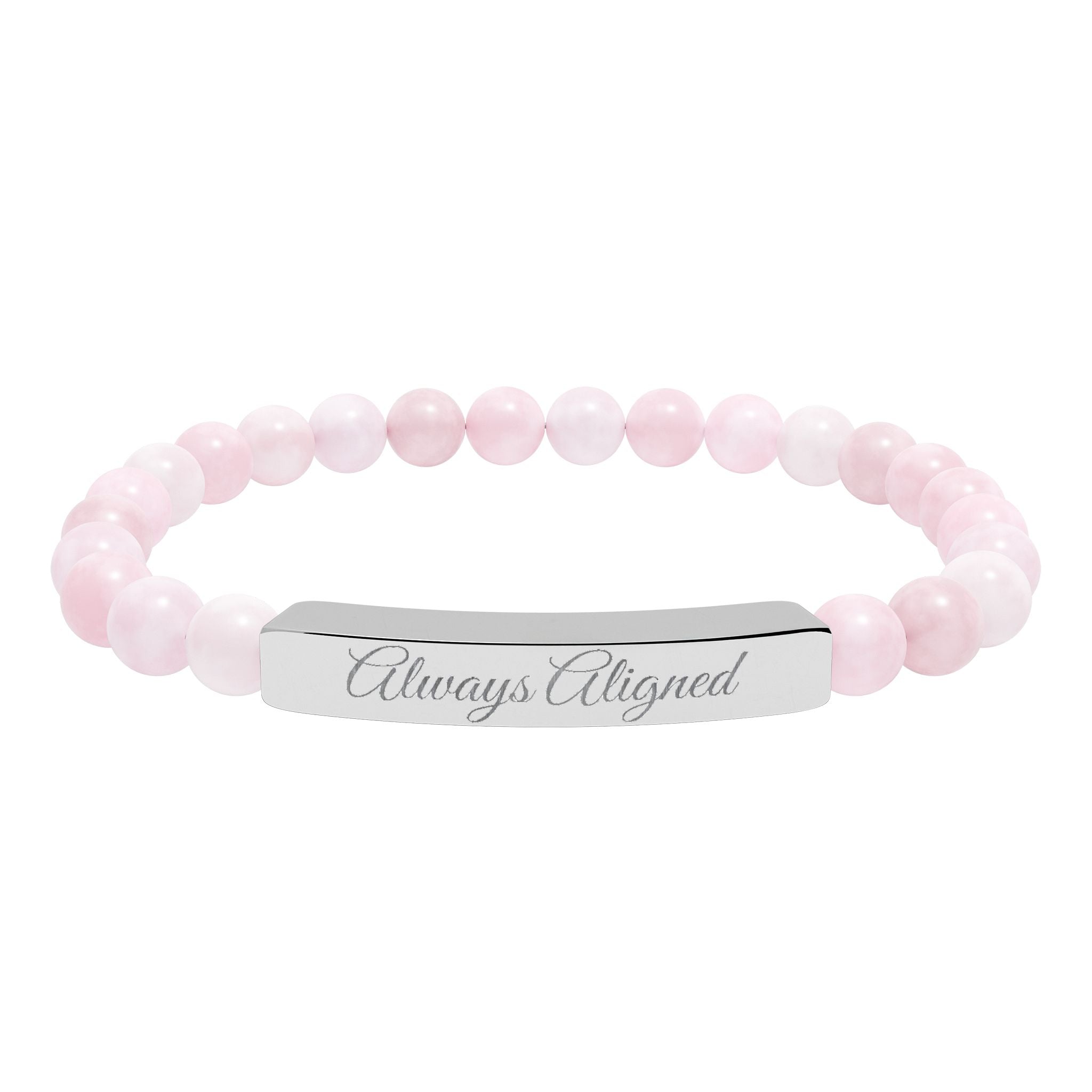 Always Aligned  —Engraved Natural Stone Stretch Bar Affirmation Bracelet
