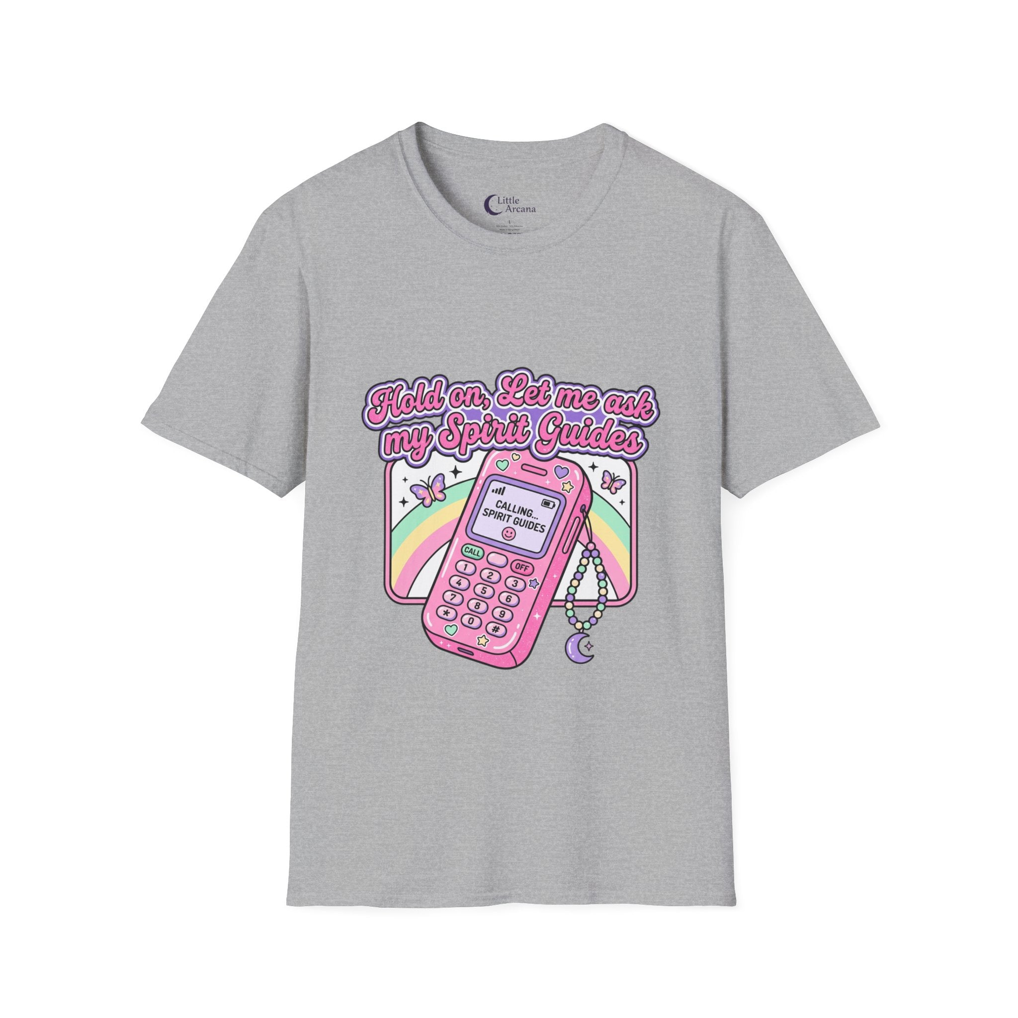 "Hold on, Let me ask my Spirit Guides" Retro Cell Phone Graphic — Unisex T‑Shirt