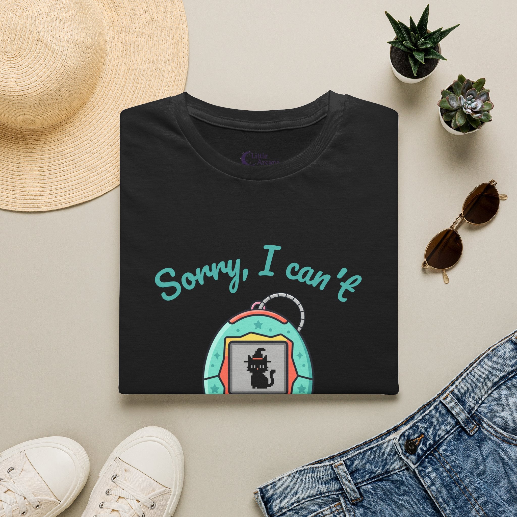 “Sorry, I Can’t I Have to Feed My Familiar” Cute Retro Virtual Pet — Unisex T-Shirt